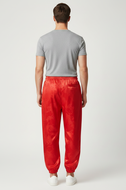 Pantalon Chinois Homme Rouge Ample - Satin - vue 2
