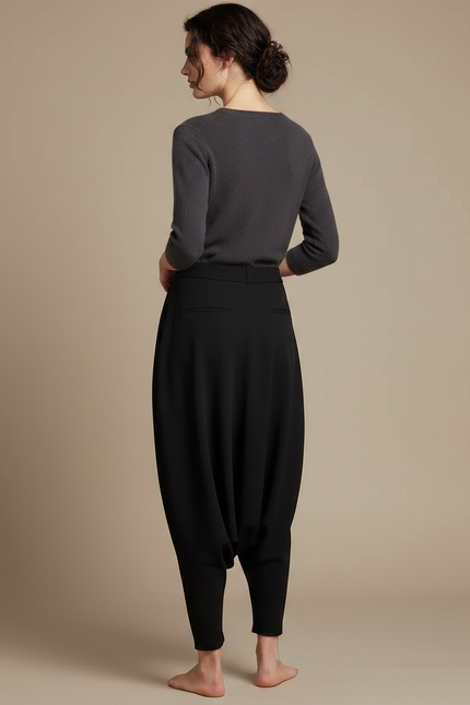 Pantalon Chinois Noir Ample Harem Fluide Femme - Polyester - vue 2
