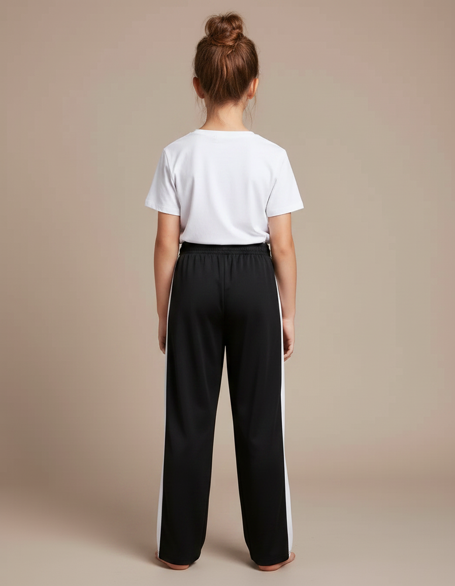 Pantalon Chinois Noir Blanc Ample Sport Enfant - Polyester - vue 2