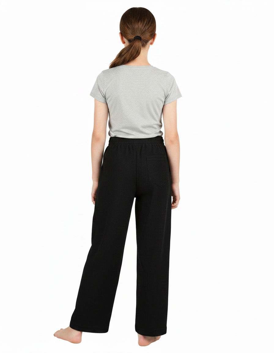 Pantalon Chinois Côtelé Noir Ample Confort Enfant - Cordé - vue 2