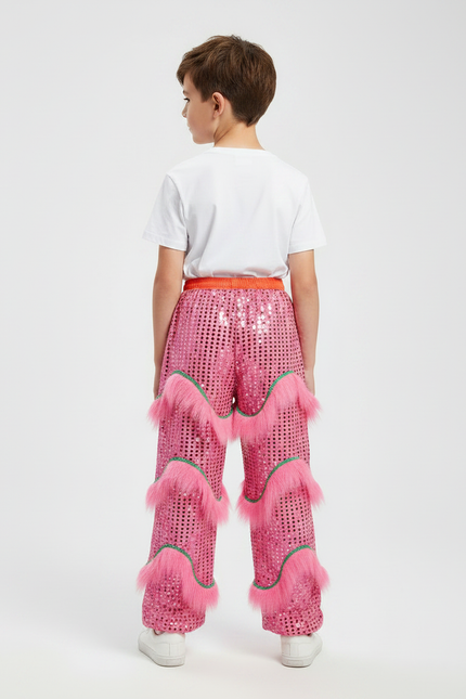Pantalon Chinois Rose Pailleté Franges Enfant - Polyester - vue 2
