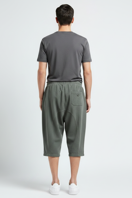 Pantalon Chinois Vert Armée Coton Ample Décontracté Homme - Kaki Molleton - vue 2
