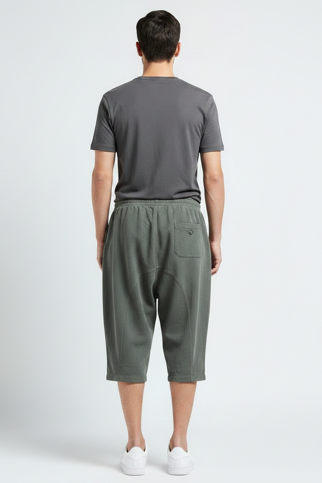 Pantalon Chinois Vert Armée Coton Ample Décontracté Homme - Kaki Molleton - vue 2