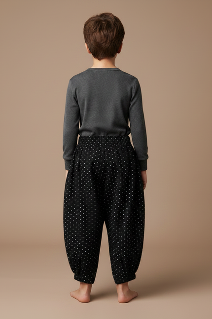 Pantalon Chinois Noir Ample Polka Dots Enfant - Coton - vue 2