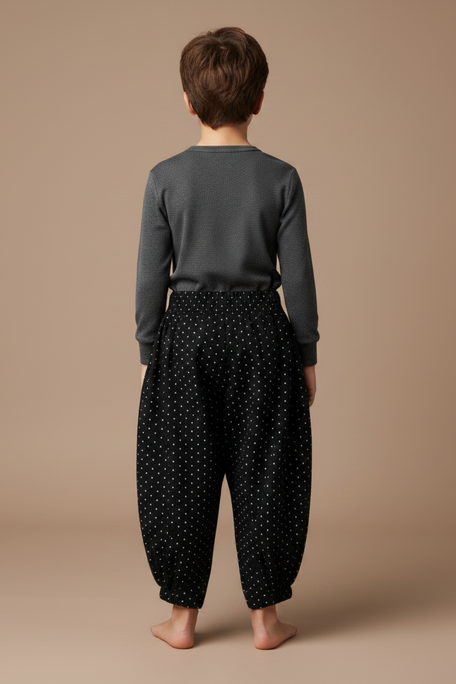 Pantalon Chinois Noir Ample Polka Dots Enfant - Coton - vue 2