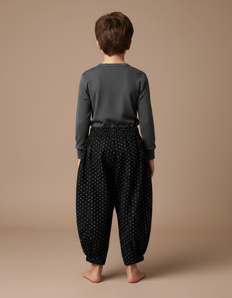 Pantalon Chinois Noir Ample Polka Dots Enfant - Coton - vue 2