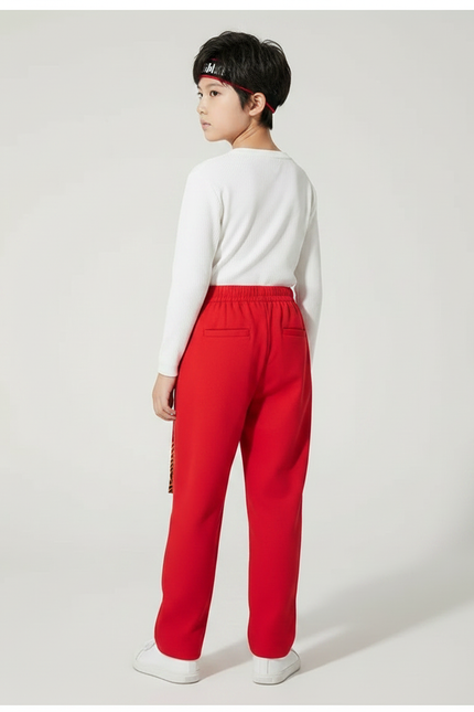 Pantalon Chinois Rouge Ample Motifs Dorés Enfant - Molleton - vue 2