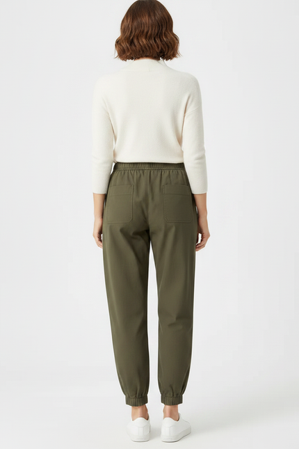 Pantalon Chinois Kaki Ample Élastique Cargo Femme - Gabardine - vue 2