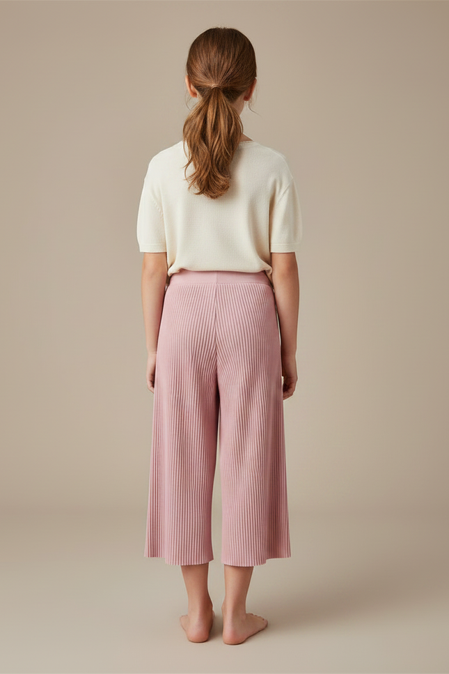 Pantalon Chinois Rose Plissé Ample Décontracté Enfant - Maille - vue 2