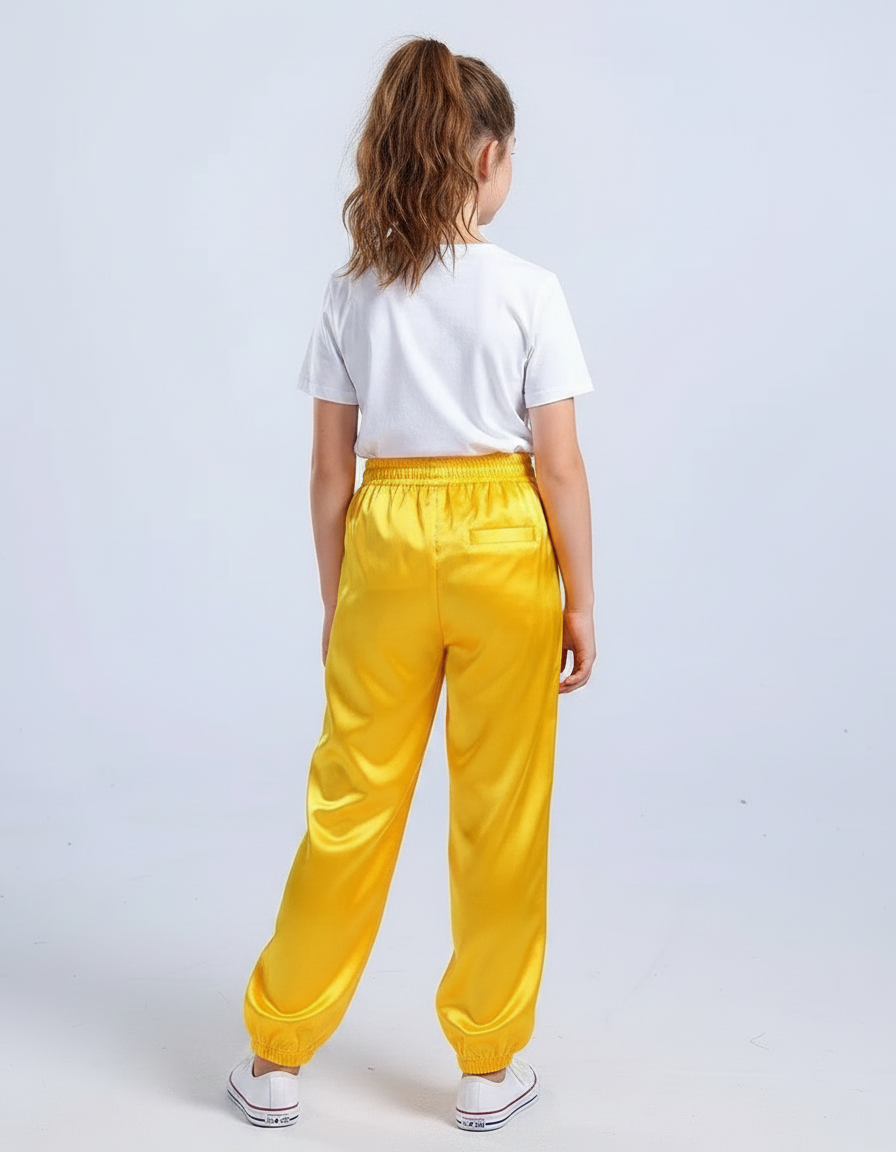 Pantalon Chinois Jaune Satiné Souple Wushu Enfant - vue 2