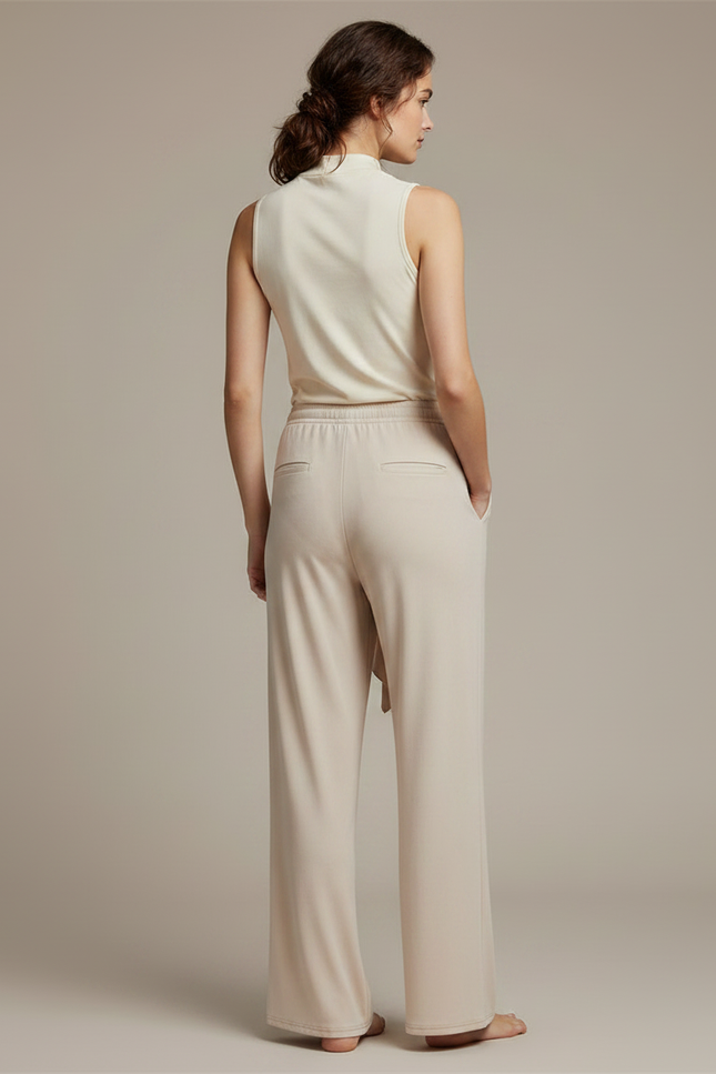 Pantalon Chinois Beige Fluide Ample Moderne Danse - Viscose - vue 2
