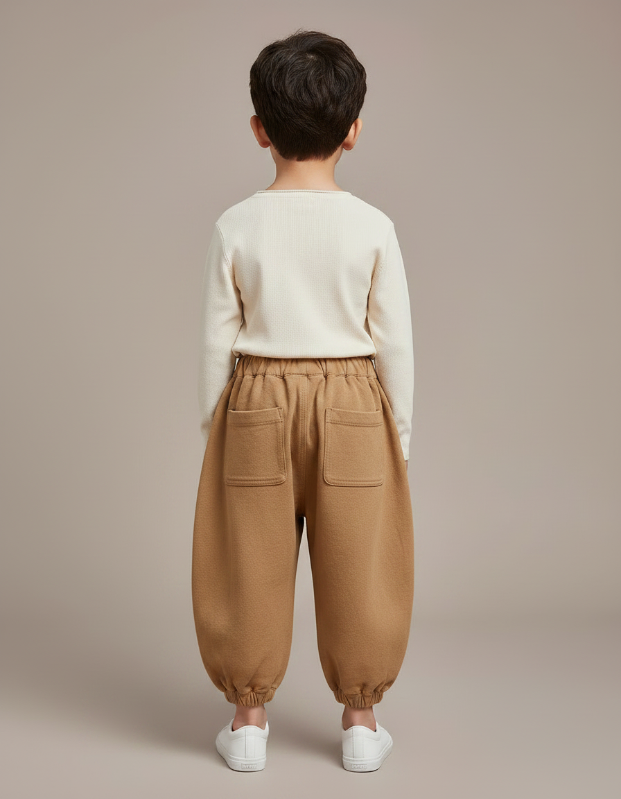 Pantalon Chinois Marron Ample Décontracté Harem Enfant - Molleton - vue 2