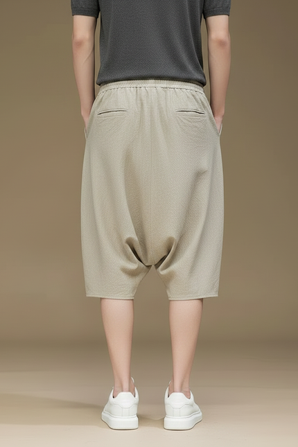 Pantalon Chinois Coton Lin Harem Beige Ample - vue 2