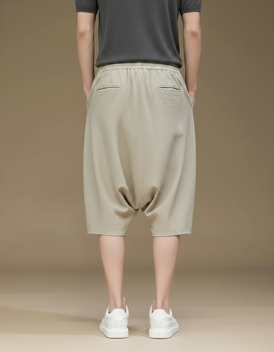 Pantalon Chinois Coton Lin Harem Beige Ample - vue 2