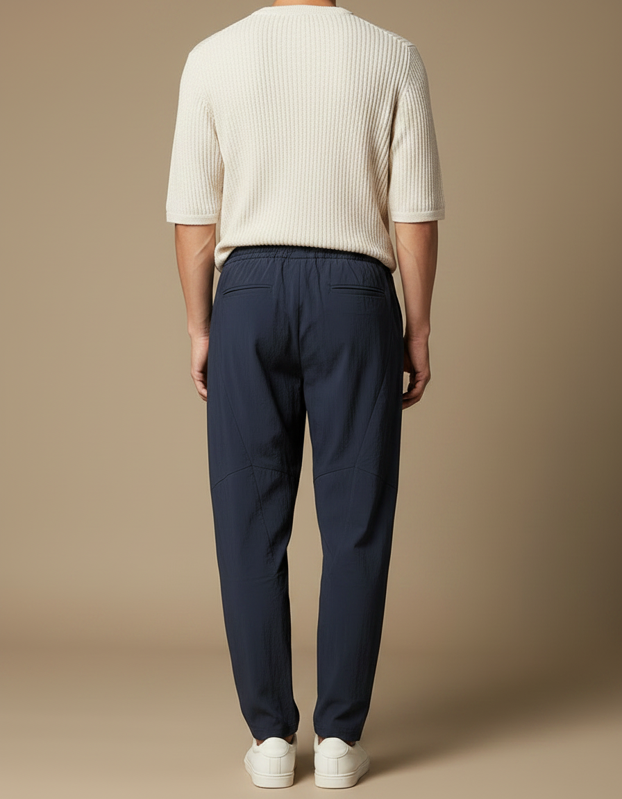 Pantalon Chinois Bleu Marine Ample Coton Décontracté Homme - Polyester - vue 2