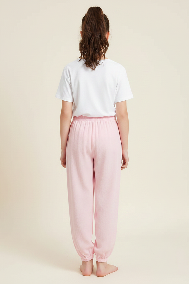 Pantalon Chinois Rose Coton Ample Respirant Enfant - vue 2