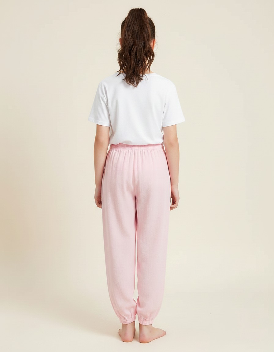 Pantalon Chinois Rose Coton Ample Respirant Enfant - vue 2