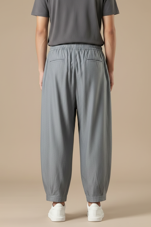 Pantalon Chinois Gris Ample Harem Décontracté Homme - Gabardine - vue 2