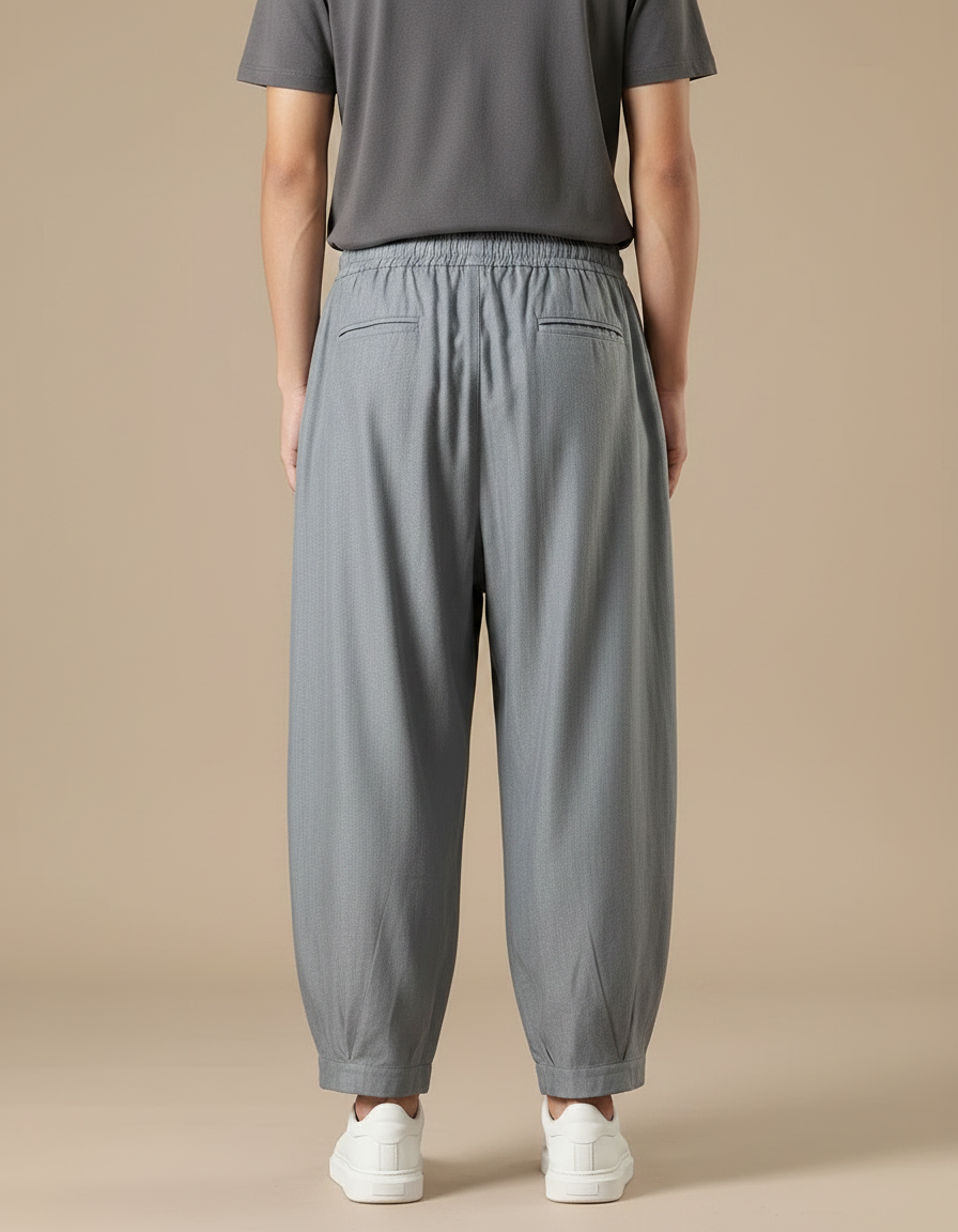 Pantalon Chinois Gris Ample Harem Décontracté Homme - Gabardine - vue 2