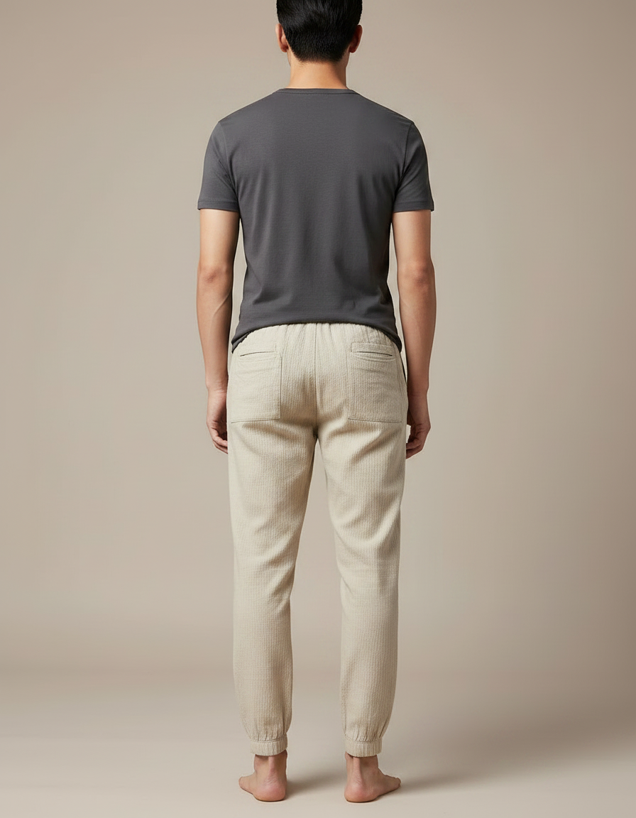 Pantalon Chinois Lin Coton Beige Harem Homme - vue 2