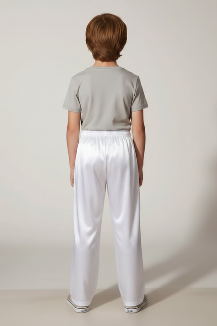 Pantalon Chinois Blanc Satiné Ample Élastiqué Enfant - vue 2