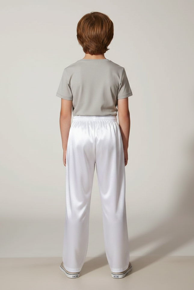 Pantalon Chinois Blanc Satiné Ample Élastiqué Enfant - vue 2
