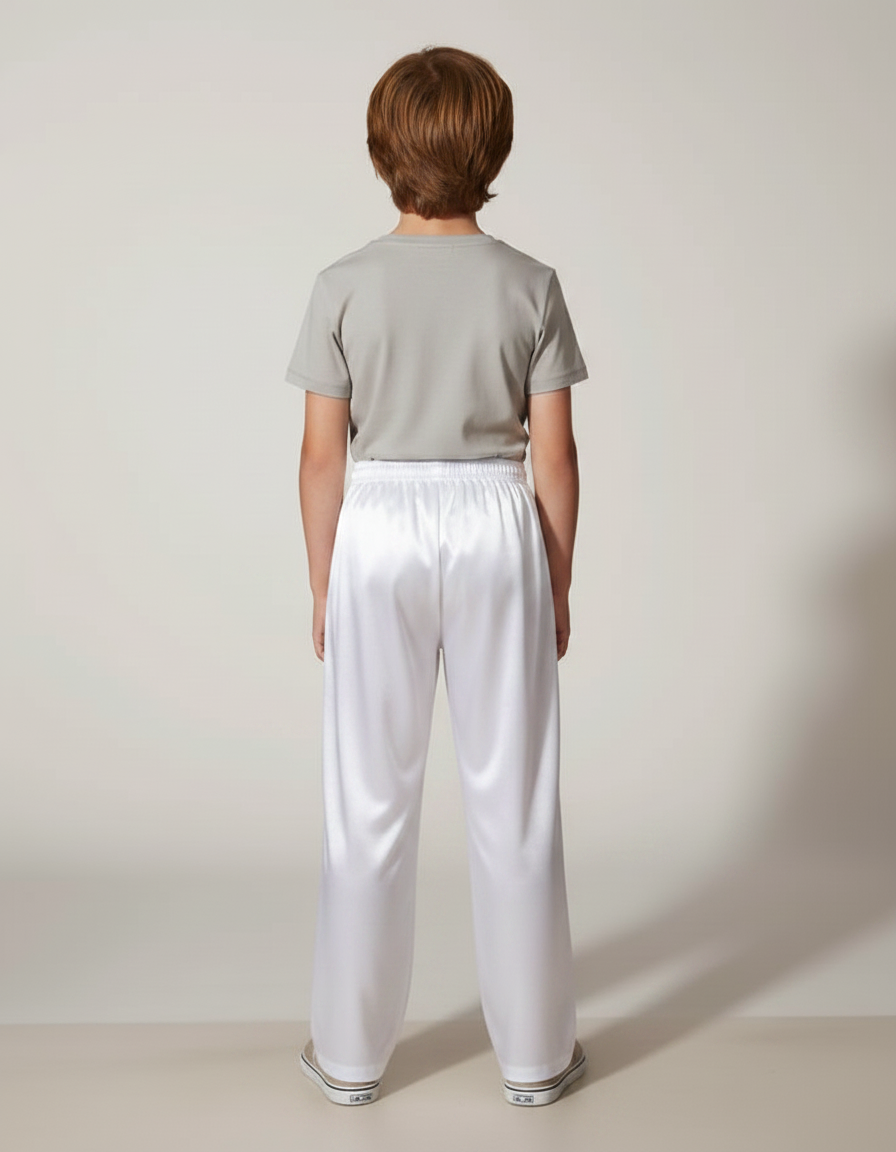 Pantalon Chinois Blanc Satiné Ample Élastiqué Enfant - vue 2