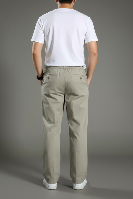 Pantalon Chinois Kaki Ample Coton Décontracté Homme - vue 2