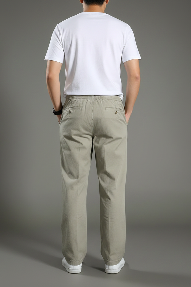 Pantalon Chinois Kaki Ample Coton Décontracté Homme - vue 2