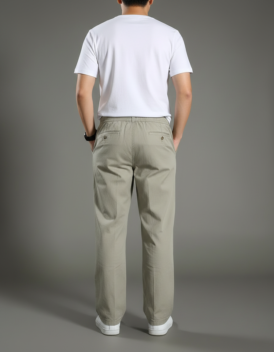 Pantalon Chinois Kaki Ample Coton Décontracté Homme - vue 2