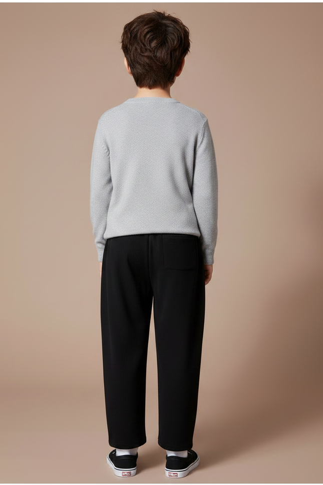 Pantalon Chinois Noir Ample Côtelé Enfant Décontracté - Cordé - vue 2