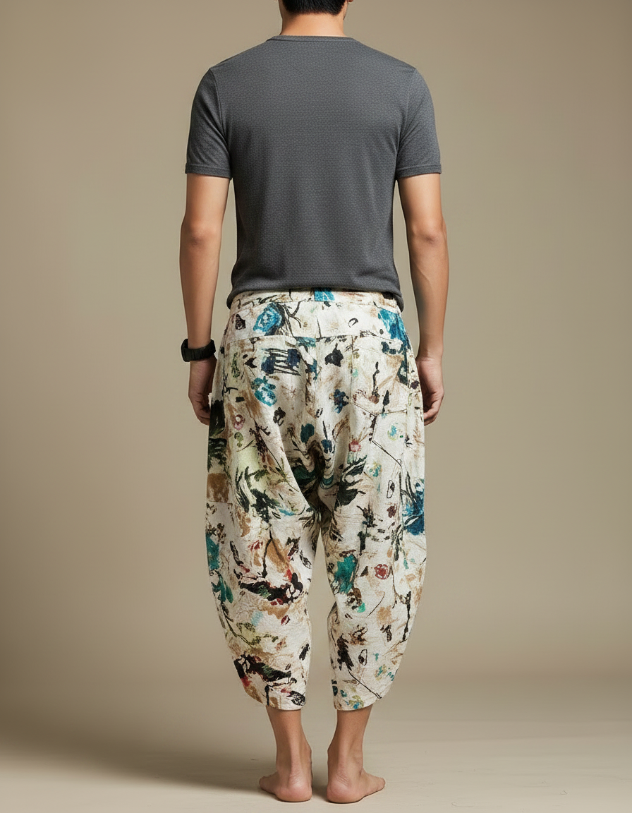 Pantalon Chinois Harem Imprimé Floral Ample Coton - vue 2