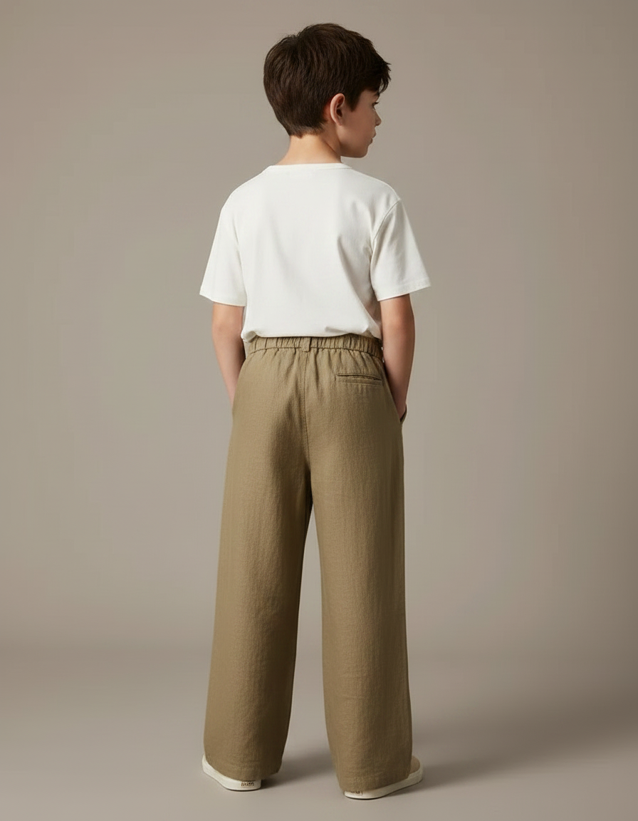 Pantalon Chinois Kaki Lin Ample Décontracté Garçon - vue 2