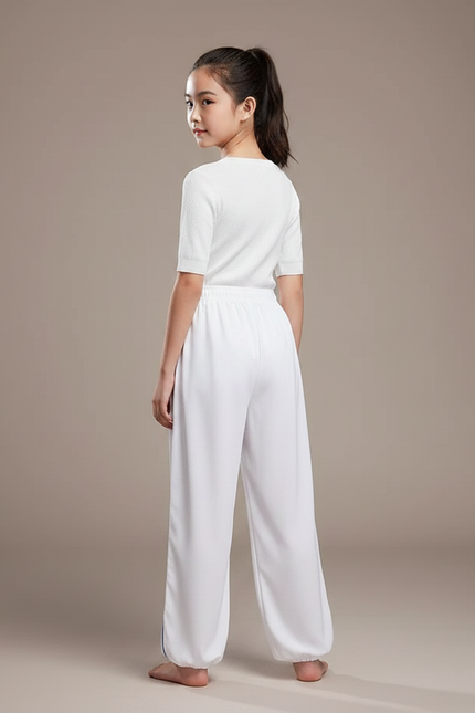 Pantalon Chinois Blanc Ample Unisexe Traditionnel Viscose - vue 2
