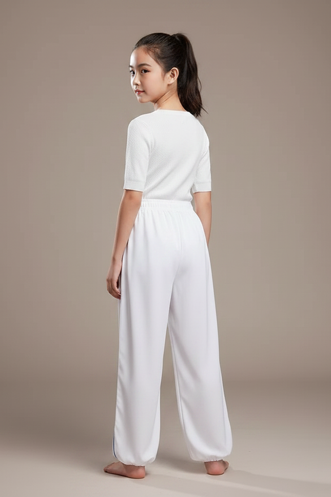 Pantalon Chinois Blanc Ample Unisexe Traditionnel Viscose - vue 2