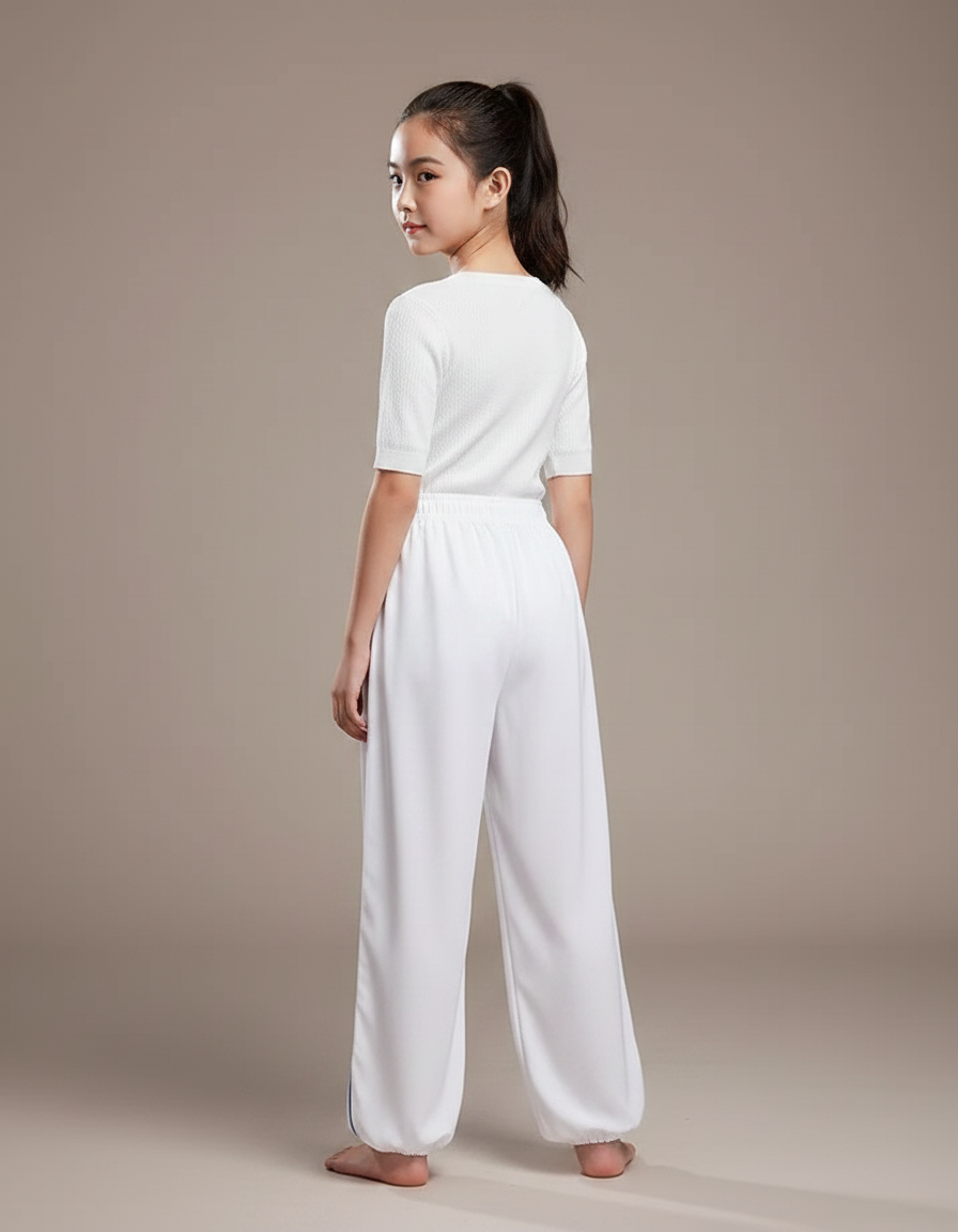 Pantalon Chinois Blanc Ample Unisexe Traditionnel Viscose - vue 2
