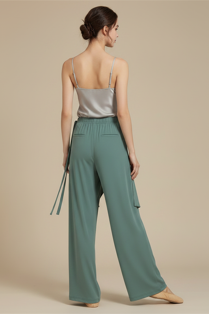 Pantalon Chinois Vert Fluide Ample Moderne Femme - Viscose - vue 2