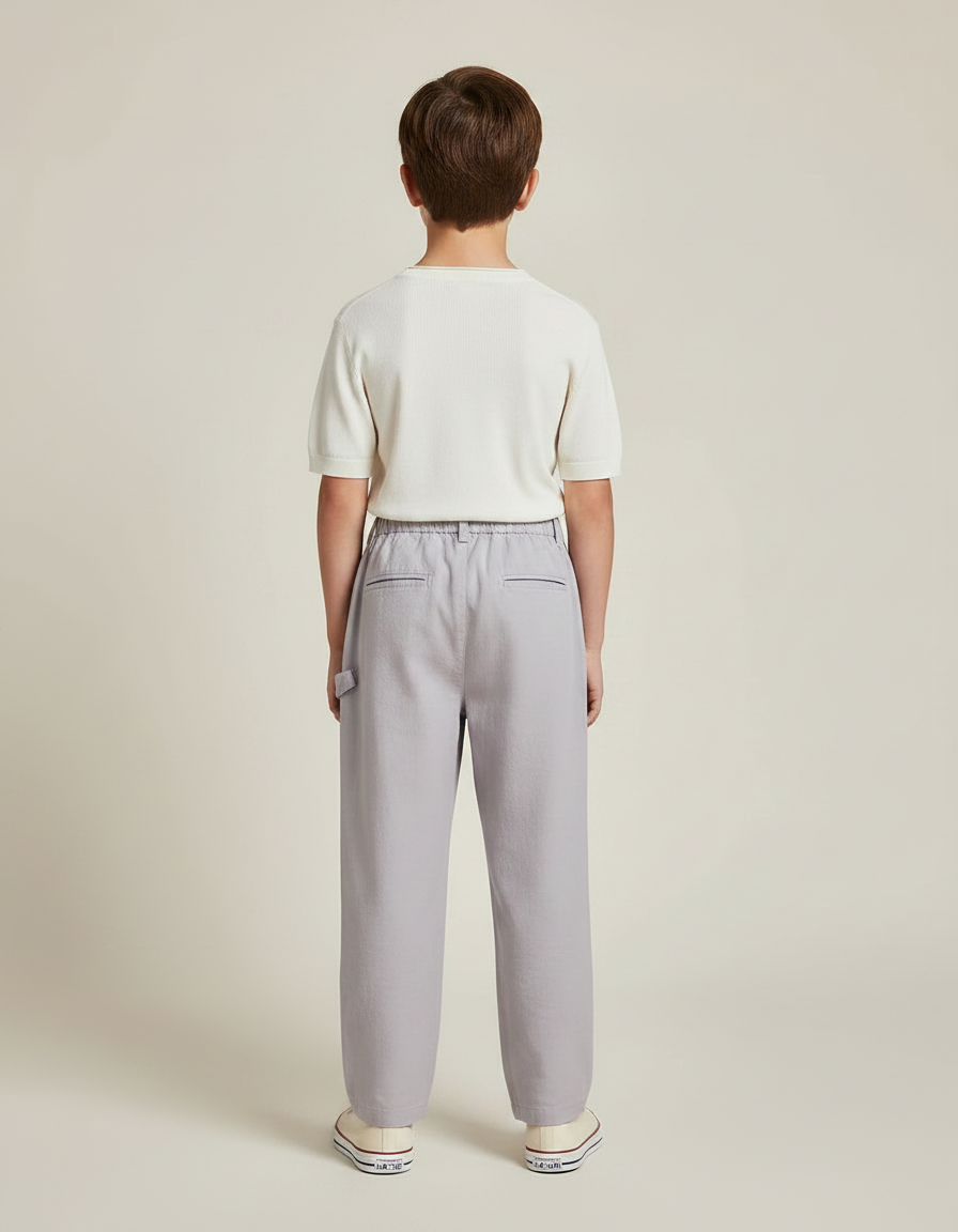 Pantalon Chinois Gris Ample Coton Enfant Confortable - vue 2