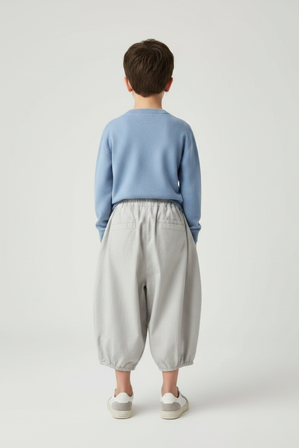 Pantalon Chinois Gris Ample Coton Enfant Garçon - vue 2