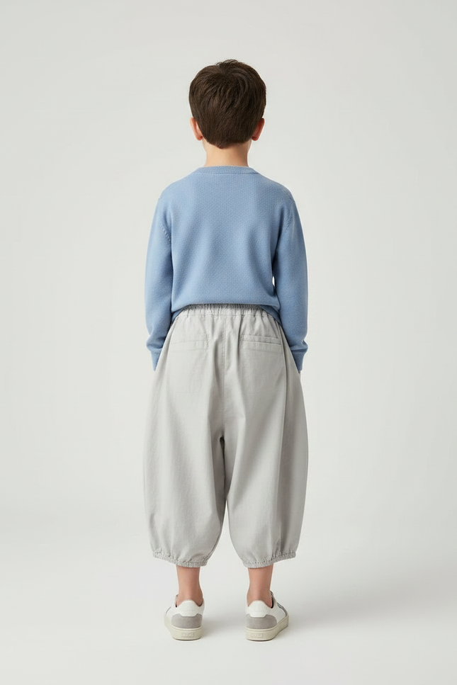 Pantalon Chinois Gris Ample Coton Enfant Garçon - vue 2