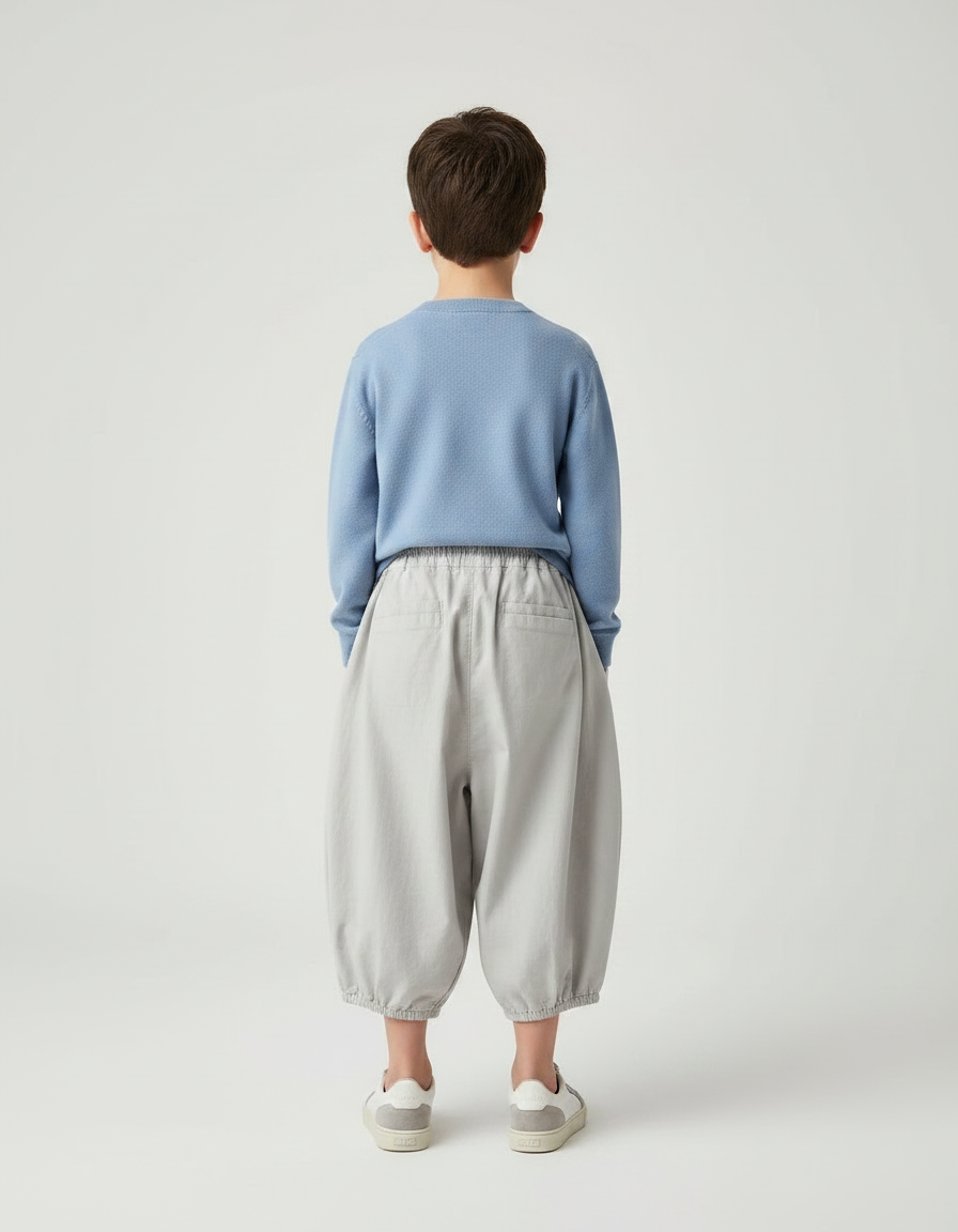 Pantalon Chinois Gris Ample Coton Enfant Garçon - vue 2