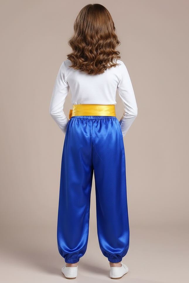 Pantalon Chinois Bleu Satiné Wushu Enfant Fille - vue 2
