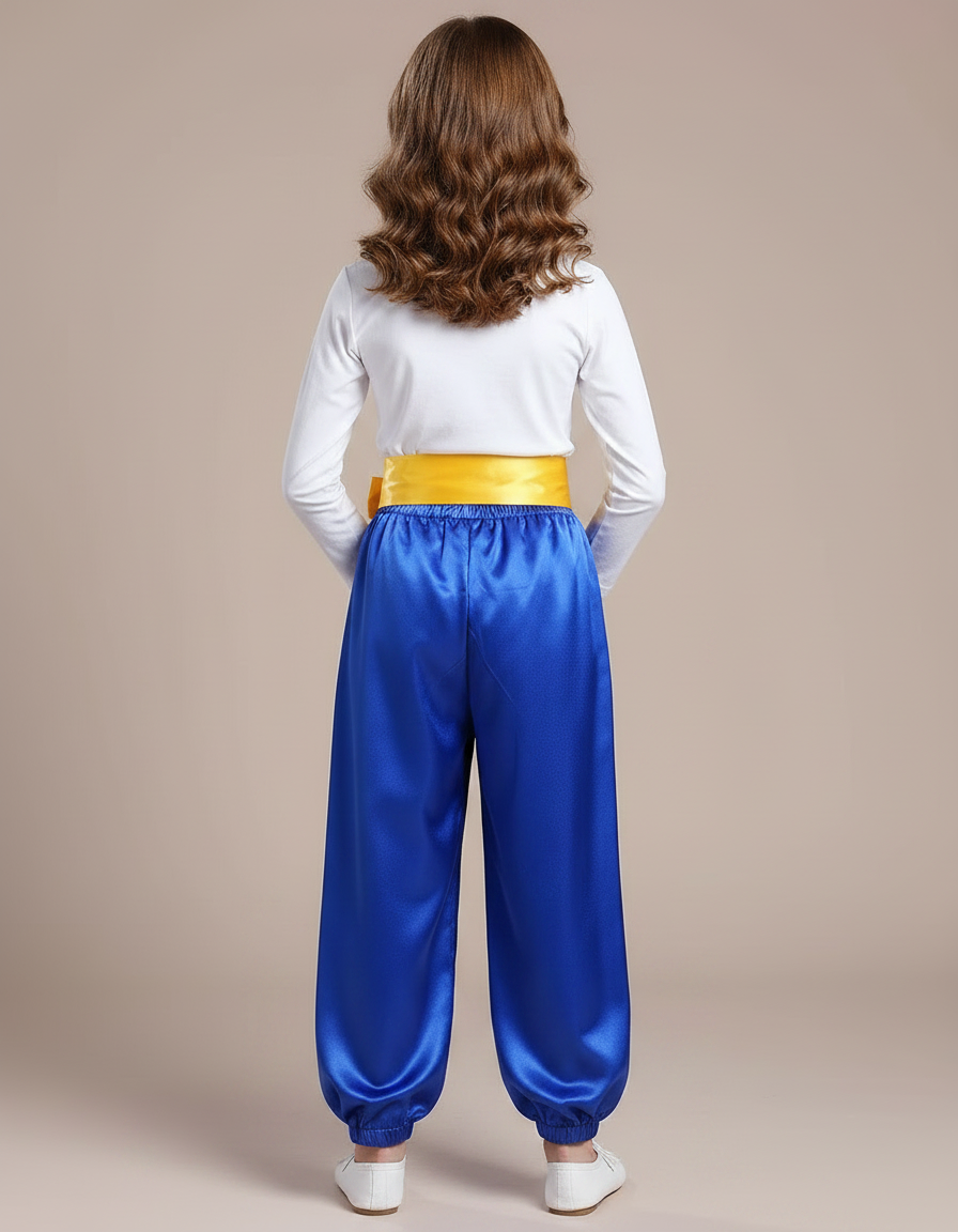 Pantalon Chinois Bleu Satiné Wushu Enfant Fille - vue 2