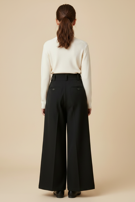 Pantalon Chinois Noir Ample Ruban Brodé Enfant - Gabardine - vue 2