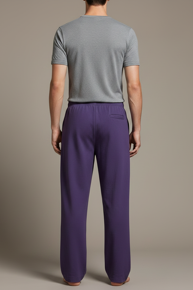 Pantalon Chinois Violet Ample Coton Confortable Unisexe - Molleton - vue 2