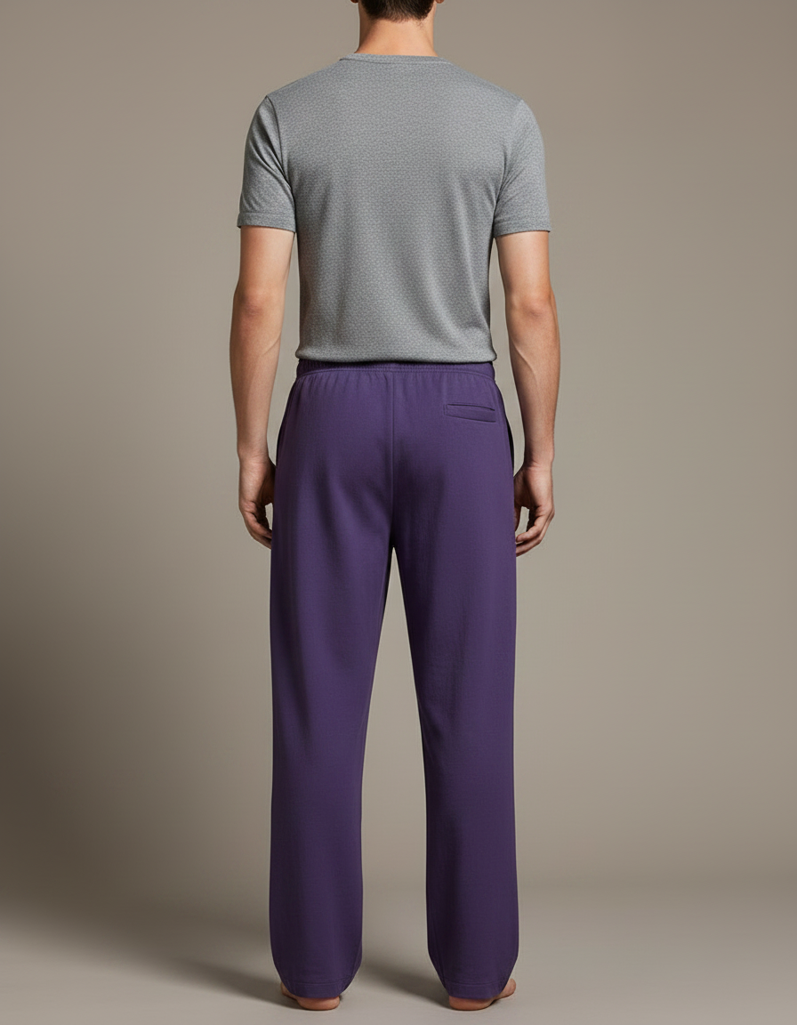 Pantalon Chinois Violet Ample Coton Confortable Unisexe - Molleton - vue 2