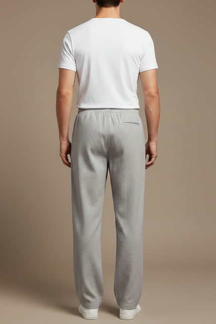 Pantalon Chinois Gris Ample Lin Confortable Homme - vue 2