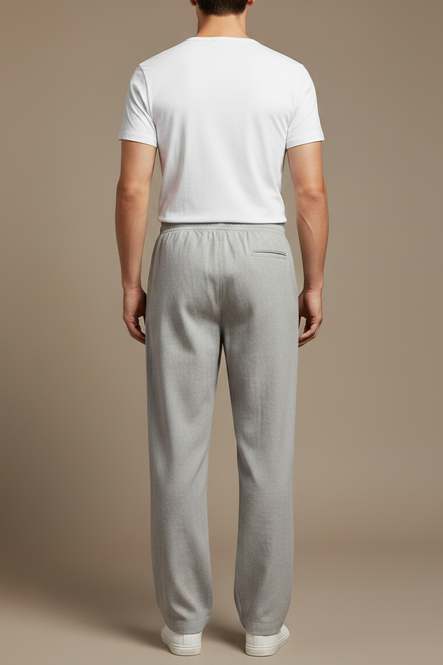 Pantalon Chinois Gris Ample Lin Confortable Homme - vue 2