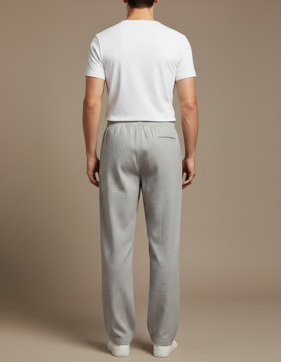 Pantalon Chinois Gris Ample Lin Confortable Homme - vue 2