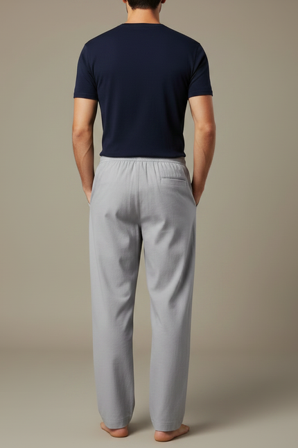 Pantalon Chinois Gris Ample Coton Décontracté Confortable - vue 2